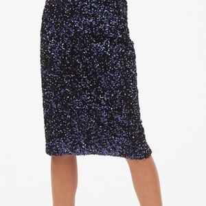 GAP Dark Night Blue Sequin Knee-Length Pencil Skirt for Cocktail Petite Large